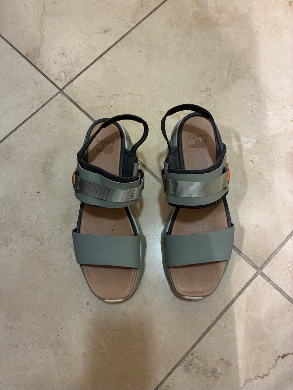 Sorel Women's Olive Green Strappy Platform Sandals Sz 9.5